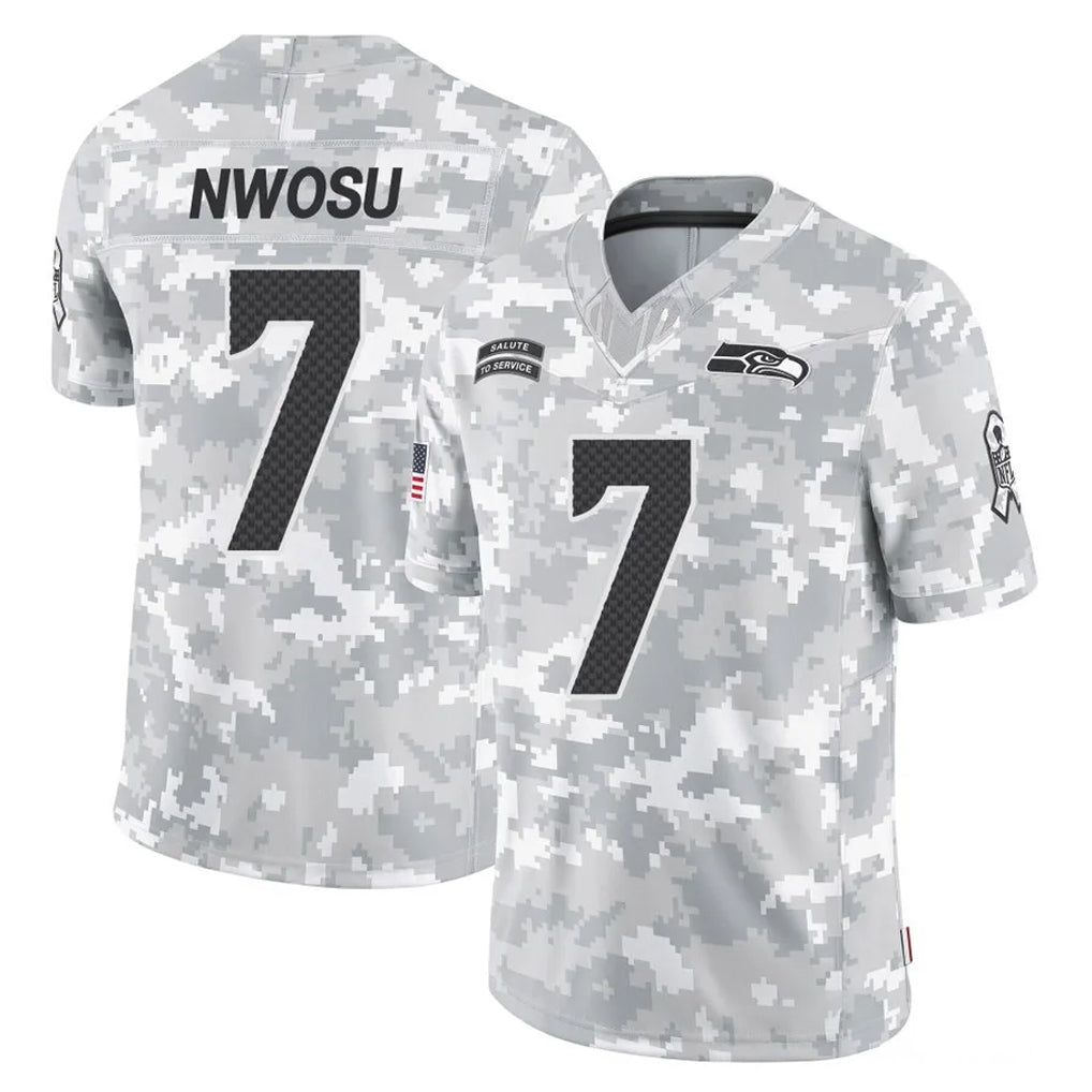BIPIHUC S.Seahawks #7 Uchenna Nwosu Player Arctic Camo Limited Salute To Service Home Game Stitched Jerseys