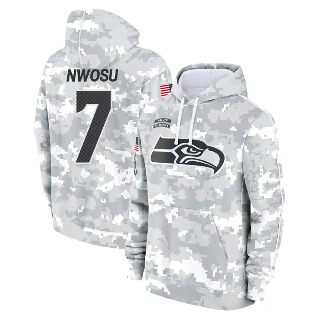 BIPIHUC S.Seahawks #7 Uchenna Nwosu Player Arctic Camo Limited Salute to Service Pullover Hoodies Game Stitched Jerseys