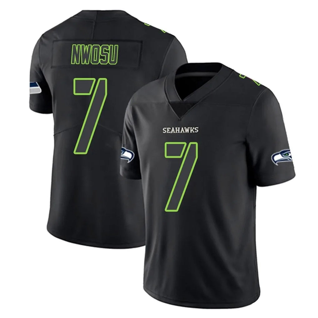 BIPIHUC S.Seahawks #7 Uchenna Nwosu Player Black Impact Limited Home Game Stitched Jerseys