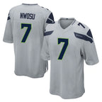 BIPIHUC S.Seahawks #7 Uchenna Nwosu Player Gray Home Game Stitched Jerseys