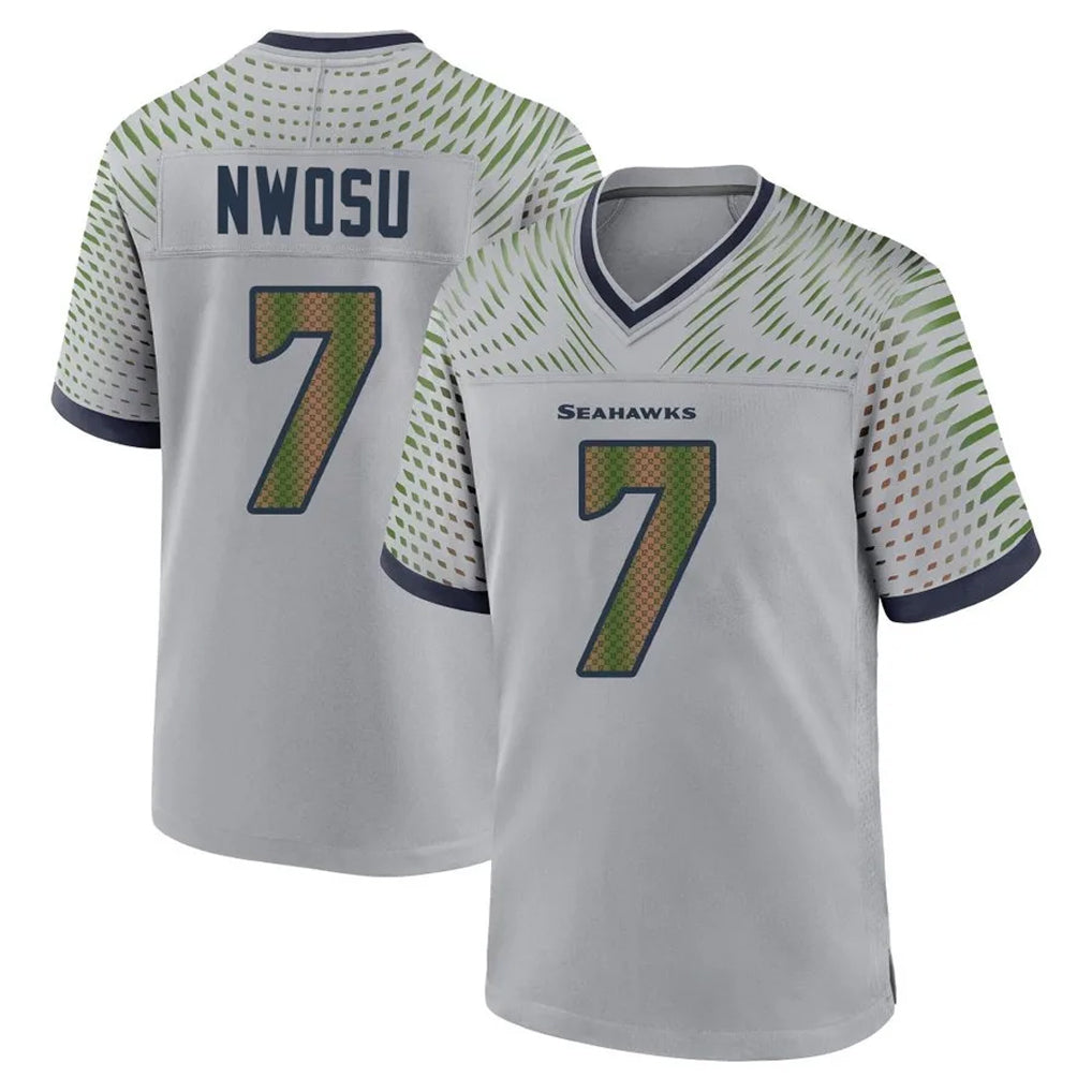 BIPIHUC S.Seahawks #7 Uchenna Nwosu Player Grey 2025 Rivalries Collection Home Game Stitched Jerseys