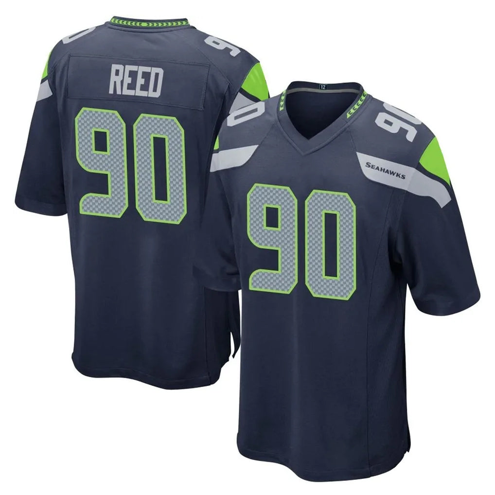 BIPIHUC S.Seahawks #90 Jarran Reed Player Navy Home Game Stitched Jerseys