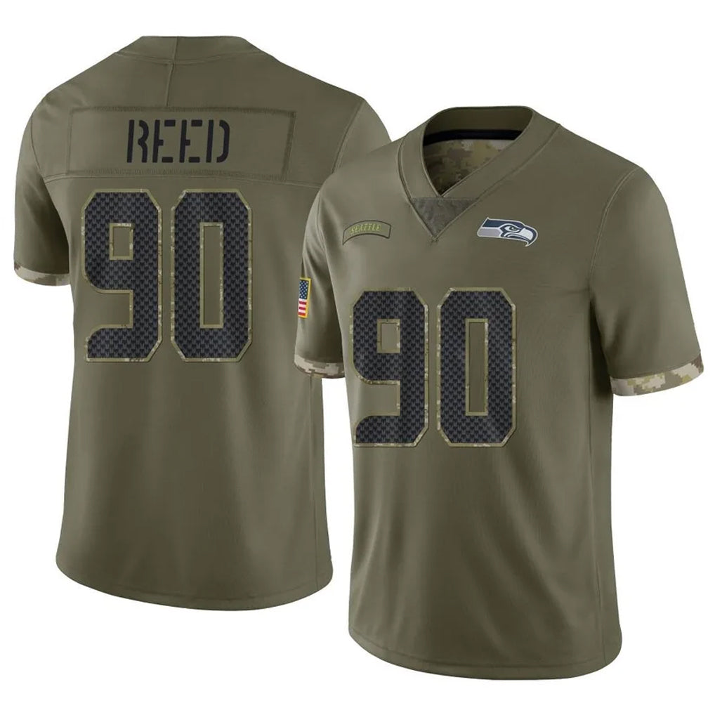 BIPIHUC S.Seahawks #90 Jarran Reed Player Olive Limited Salute To Service Home Game Stitched Jerseys