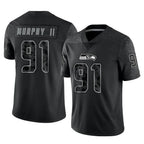BIPIHUC S.Seahawks #91 Byron Murphy II Player Black Limited Reflective Home Game Stitched Jerseys