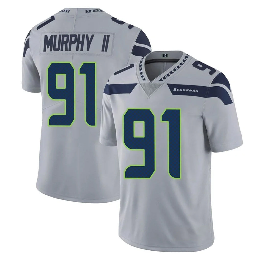 BIPIHUC S.Seahawks #91 Byron Murphy II Player Gray Limited Vapor Untouchable Home Game Stitched Jerseys
