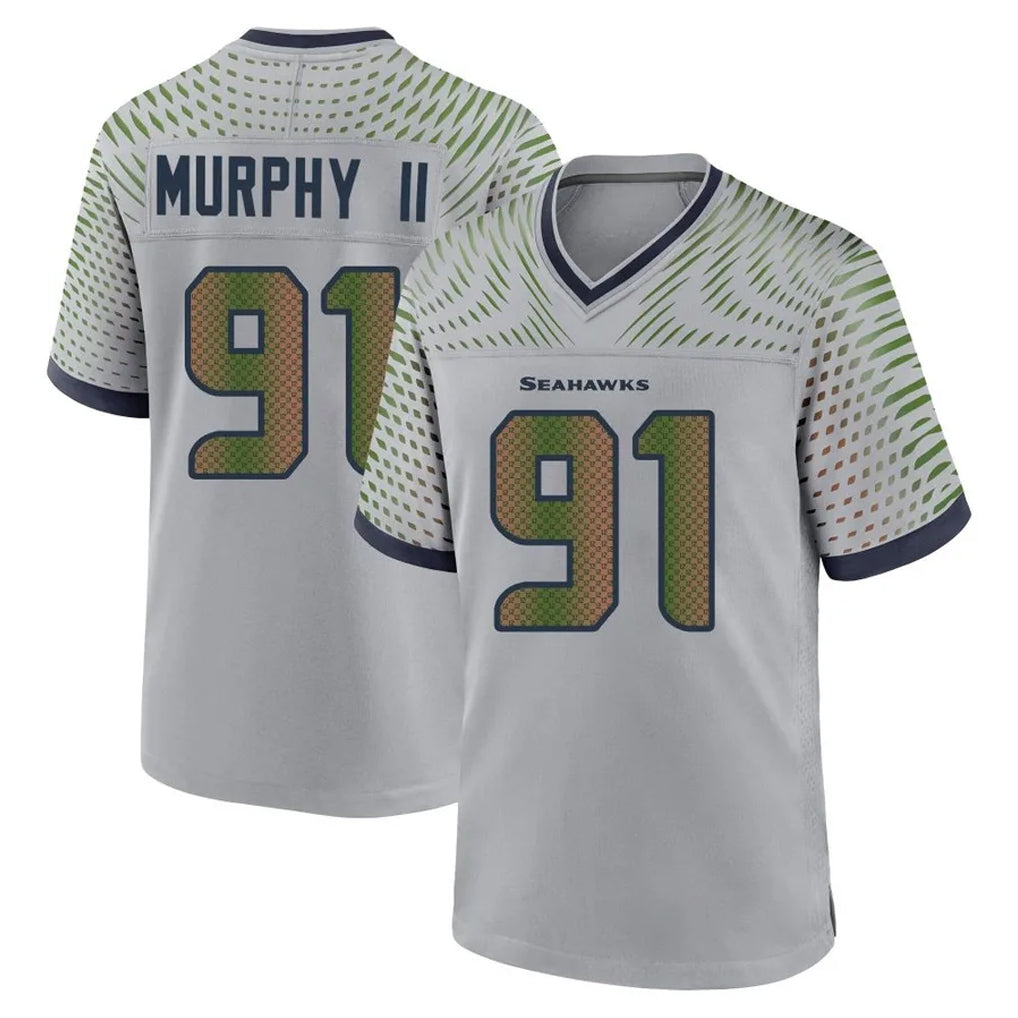 BIPIHUC S.Seahawks #91 Byron Murphy II Player Grey 2025 Rivalries Collection Home Game Stitched Jerseys