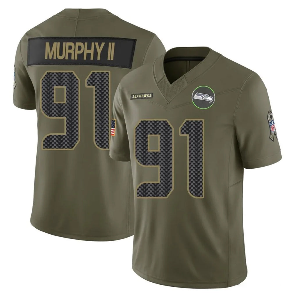 BIPIHUC S.Seahawks #91 Byron Murphy II Player Olive 2025 Salute To Service Limited Home Game Stitched Jerseys