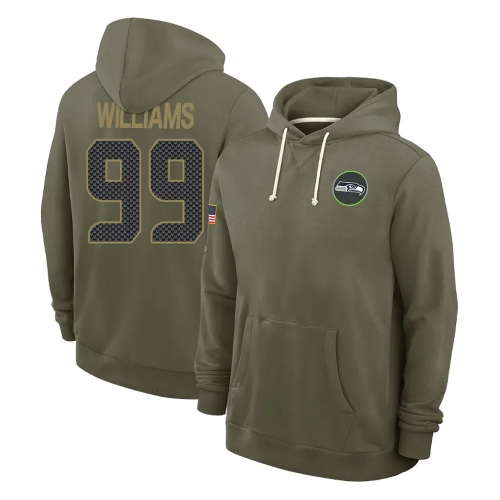 BIPIHUC S.Seahawks #99 Leonard Williams Player Olive Salute to Service Pullover Hoodies Limited Stitched Jerseys