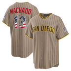 BIPIHUC SD.Padres #13 Manny Machado Sand USA 250 Fourth of July Alternate Stadium Jersey
