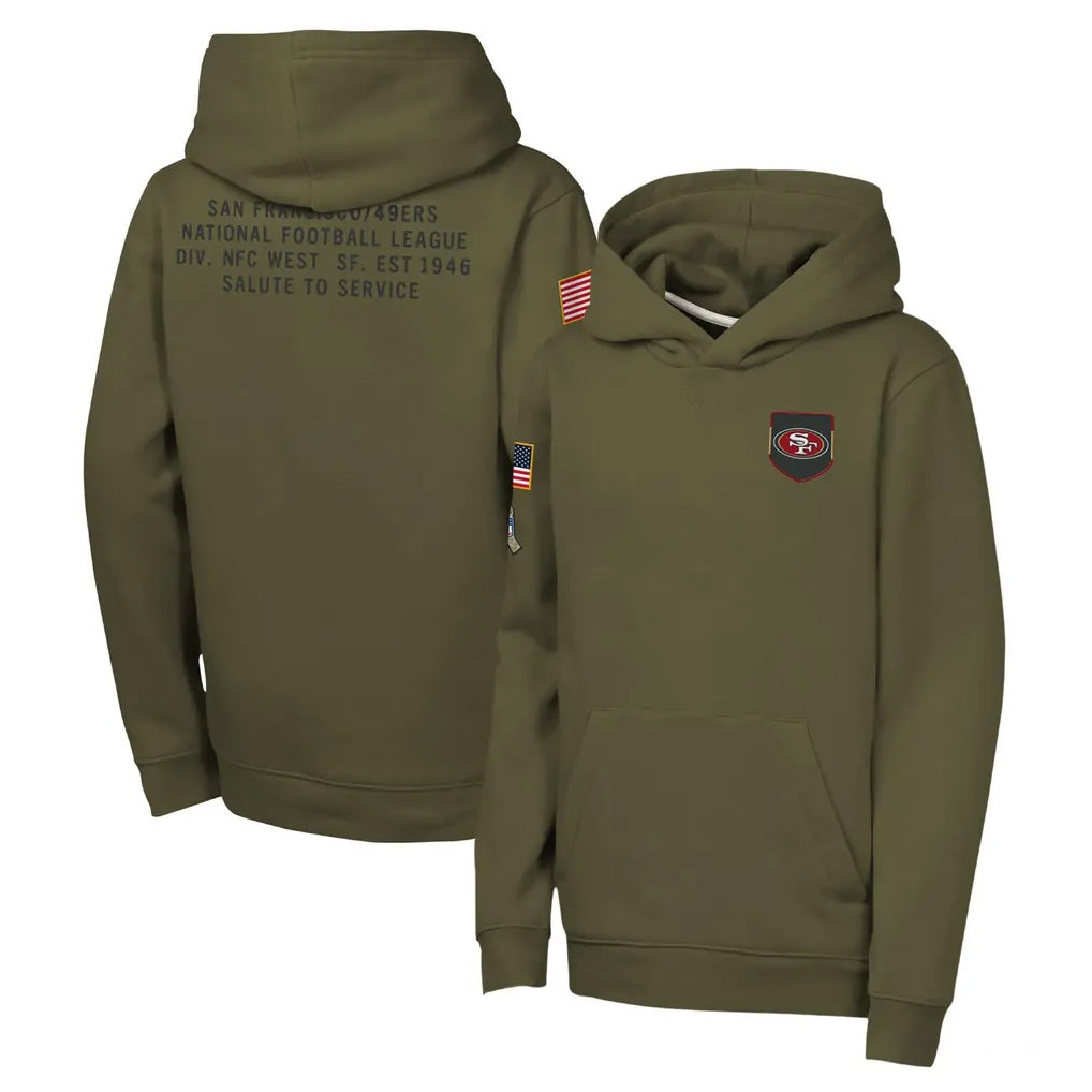 BIPIHUC SF.49ers Olive Salute to Service Pullover Hoodies Limited Blank Player Stitched Jerseys