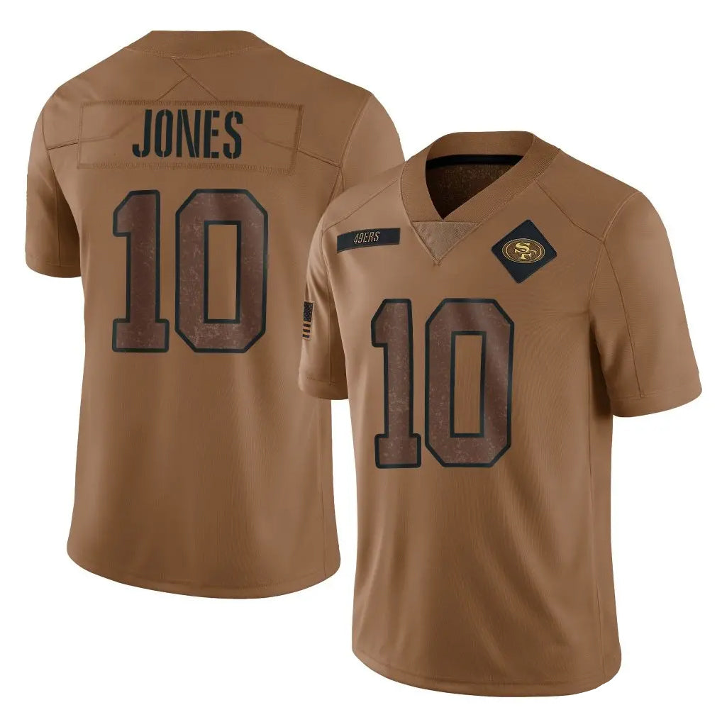 BIPIHUC SF.49ers #10 Mac Jones Player Brown Limited Salute To Service Home Game Stitched Jerseys