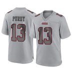 BIPIHUC SF.49ers #13 Brock Purdy Player Gray Atmosphere Fashion Home Game Stitched Jerseys