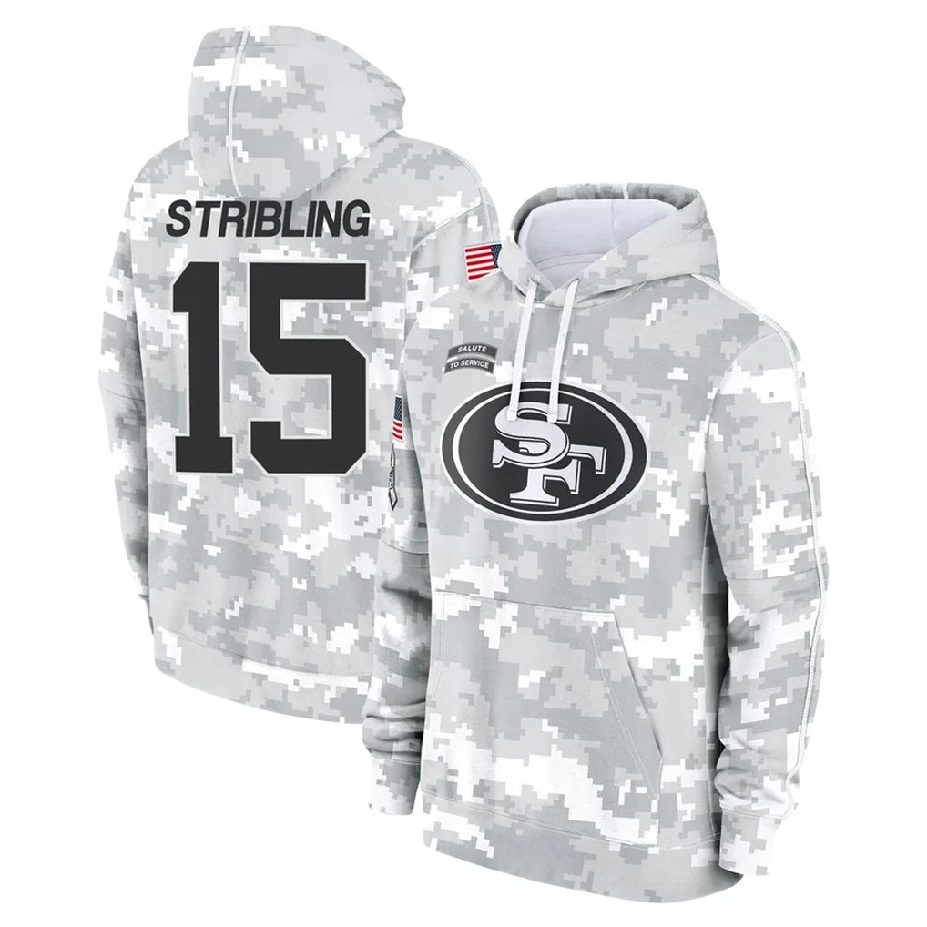 BIPIHUC SF.49ers #15 De'Zhaun Stribling Player Arctic Camo Limited Salute to Service Pullover Hoodies Game Stitched Jerseys