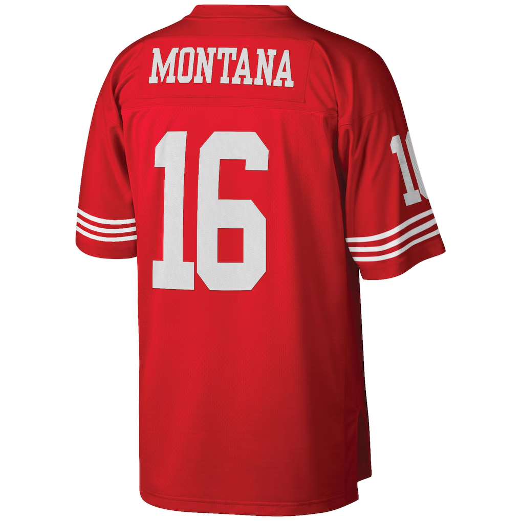 BIPIHUC SF.49ers #16 Joe Montana Mitchell & Ness Scarlet Big & Tall 1990 Retired Player Replica Jersey