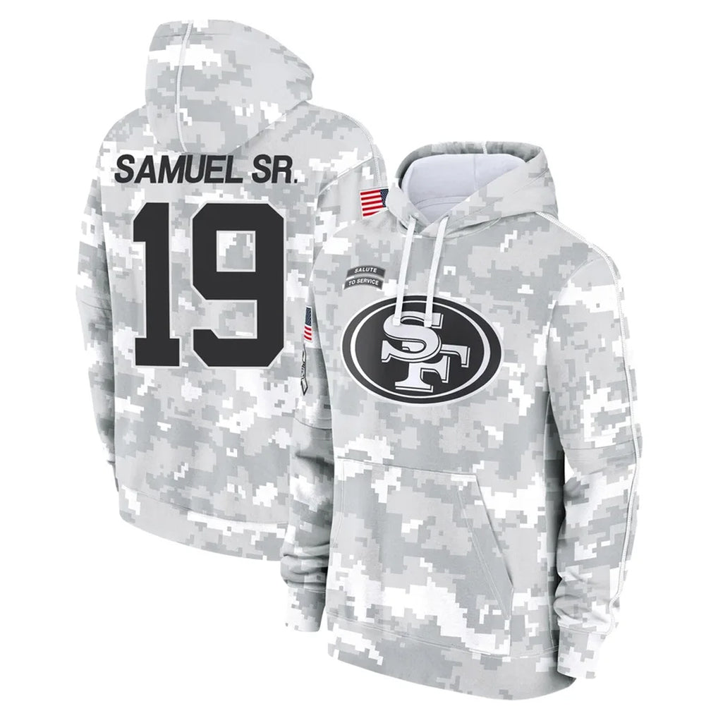 BIPIHUC SF.49ers #19 Deebo Samuel Sr. Player Arctic Camo Limited Salute to Service Pullover Hoodies Game Stitched Jerseys