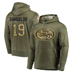BIPIHUC SF.49ers #19 Deebo Samuel Sr. Player Olive Salute to Service Pullover Hoodie Home Game Stitched Jerseys