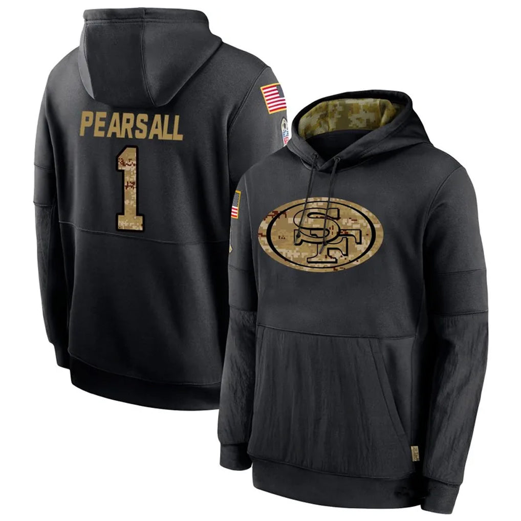 BIPIHUC SF.49ers #1 Ricky Pearsall Player Black Salute To Service Hoodie Player Stitched Jerseys