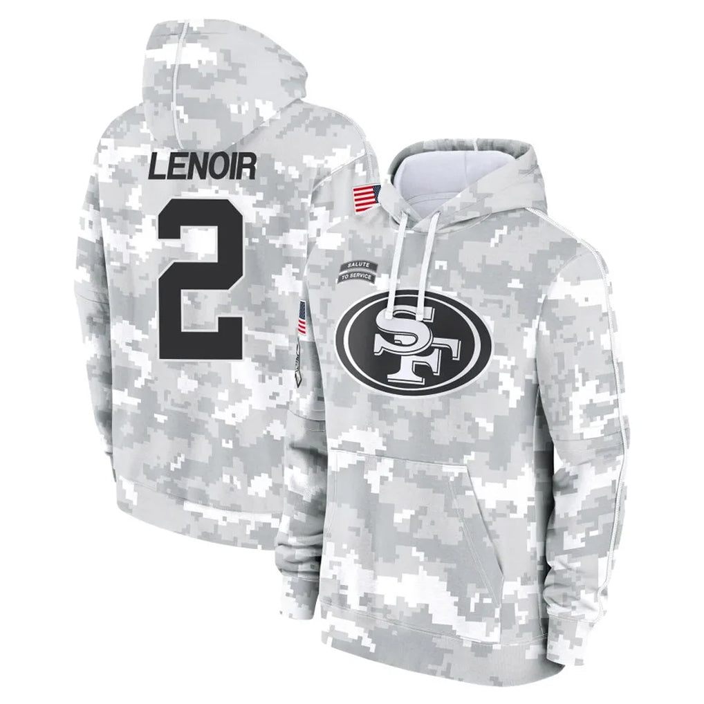 BIPIHUC SF.49ers #2 Deommodore Lenoir Player Arctic Camo Limited Salute to Service Pullover Hoodies Game Stitched Jerseys