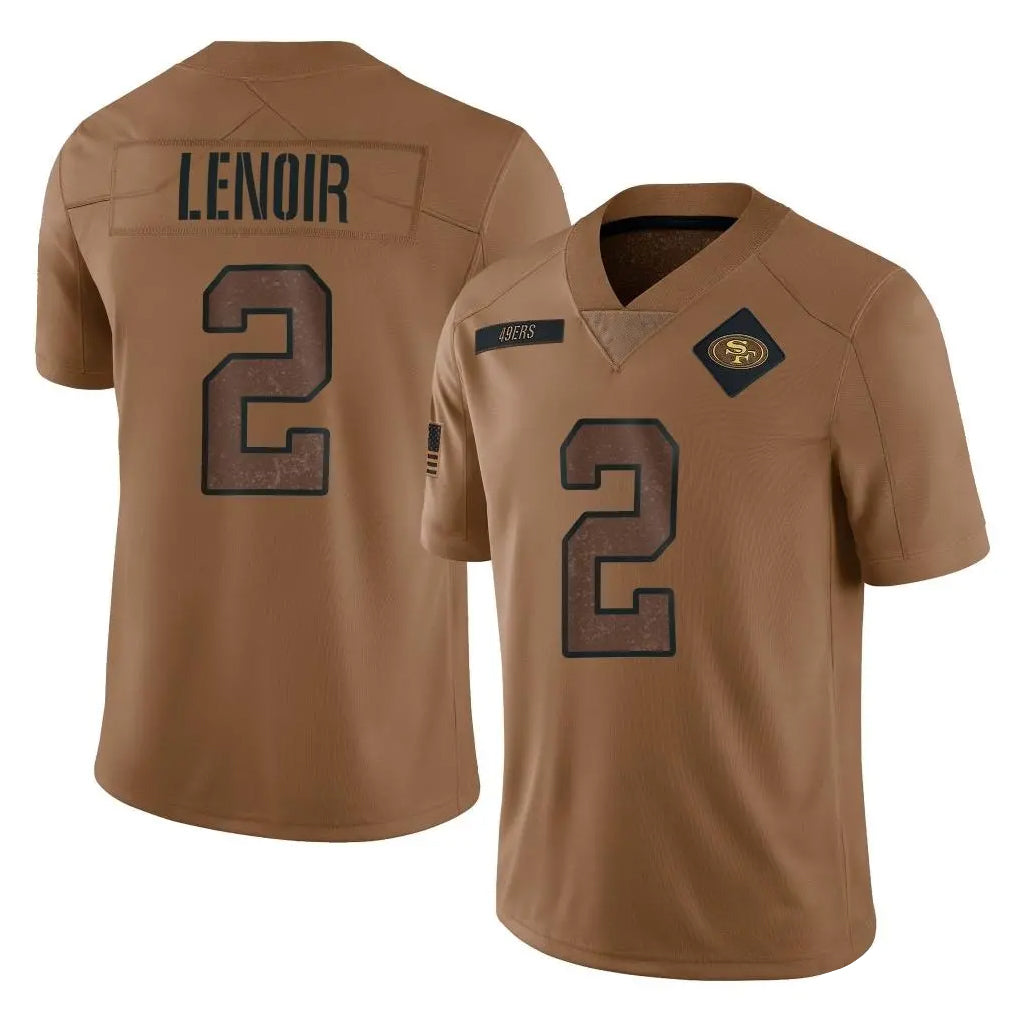 BIPIHUC SF.49ers #2 Deommodore Lenoir Player Brown Limited Salute To Service Home Game Stitched Jerseys