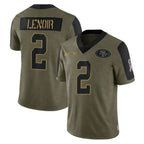 BIPIHUC SF.49ers #2 Deommodore Lenoir Player Olive Salute To Service Limited Game Stitched Jerseys