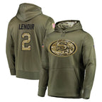 BIPIHUC SF.49ers #2 Deommodore Lenoir Player Olive Salute to Service Pullover Hoodie Home Game Stitched Jerseys