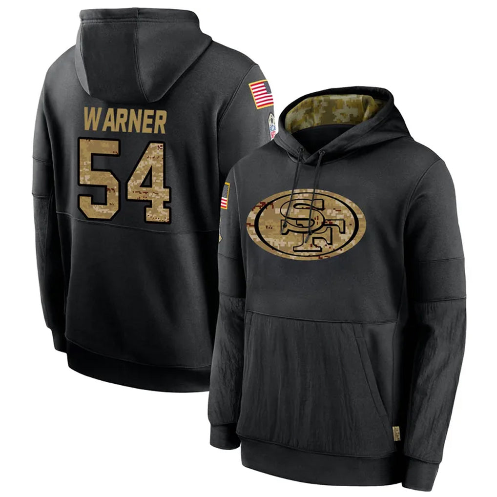 BIPIHUC SF.49ers #54 Fred Warner Player Black Salute to Service Hoodies Stitched Jerseys