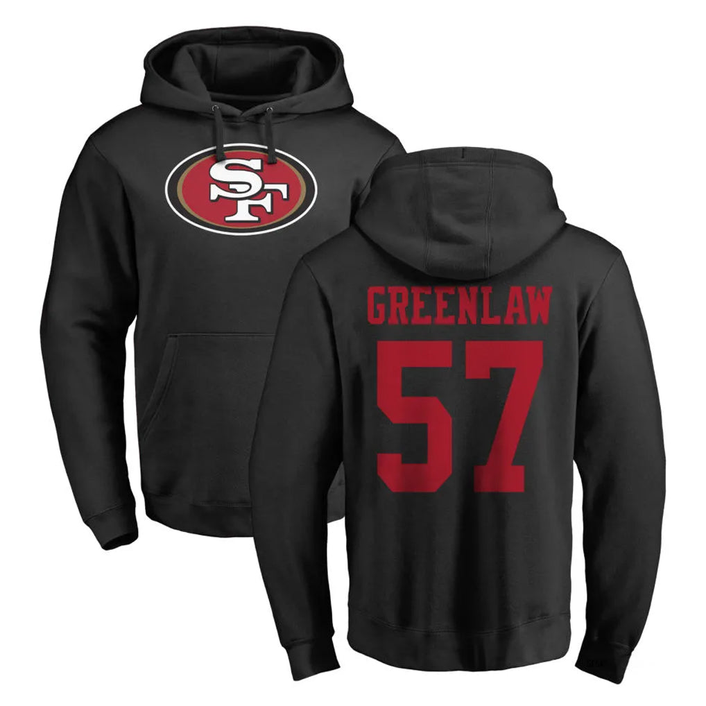 BIPIHUC SF.49ers #57 Dre Greenlaw Player Black LOGO Pullover Hoodies Home Game Stitched Jerseys