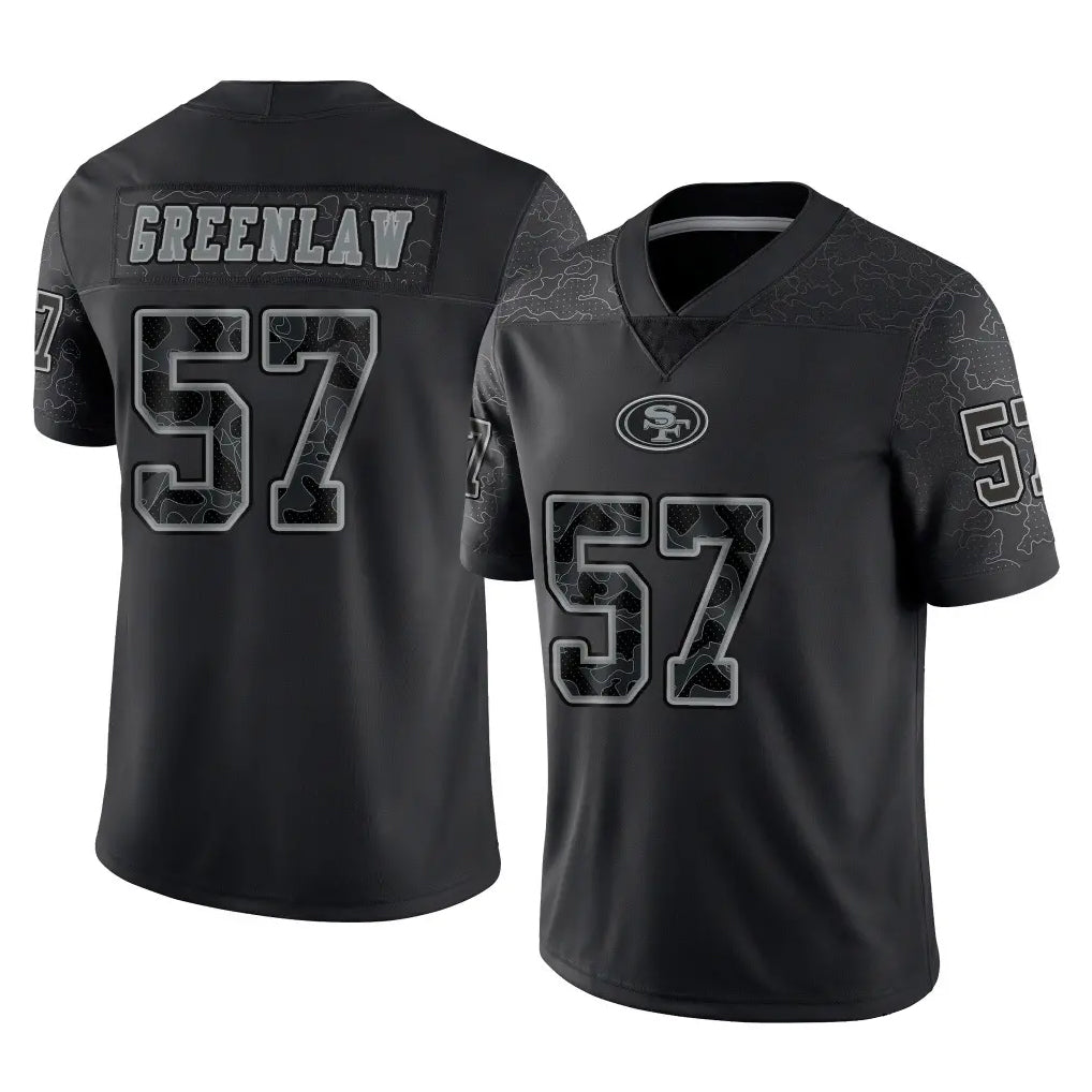BIPIHUC SF.49ers #57 Dre Greenlaw Player Black Limited Reflective Home Game Stitched Jerseys