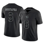 BIPIHUC SF.49ers #6 Malik Mustapha Player Black Limited Reflective Home Game Stitched Jerseys