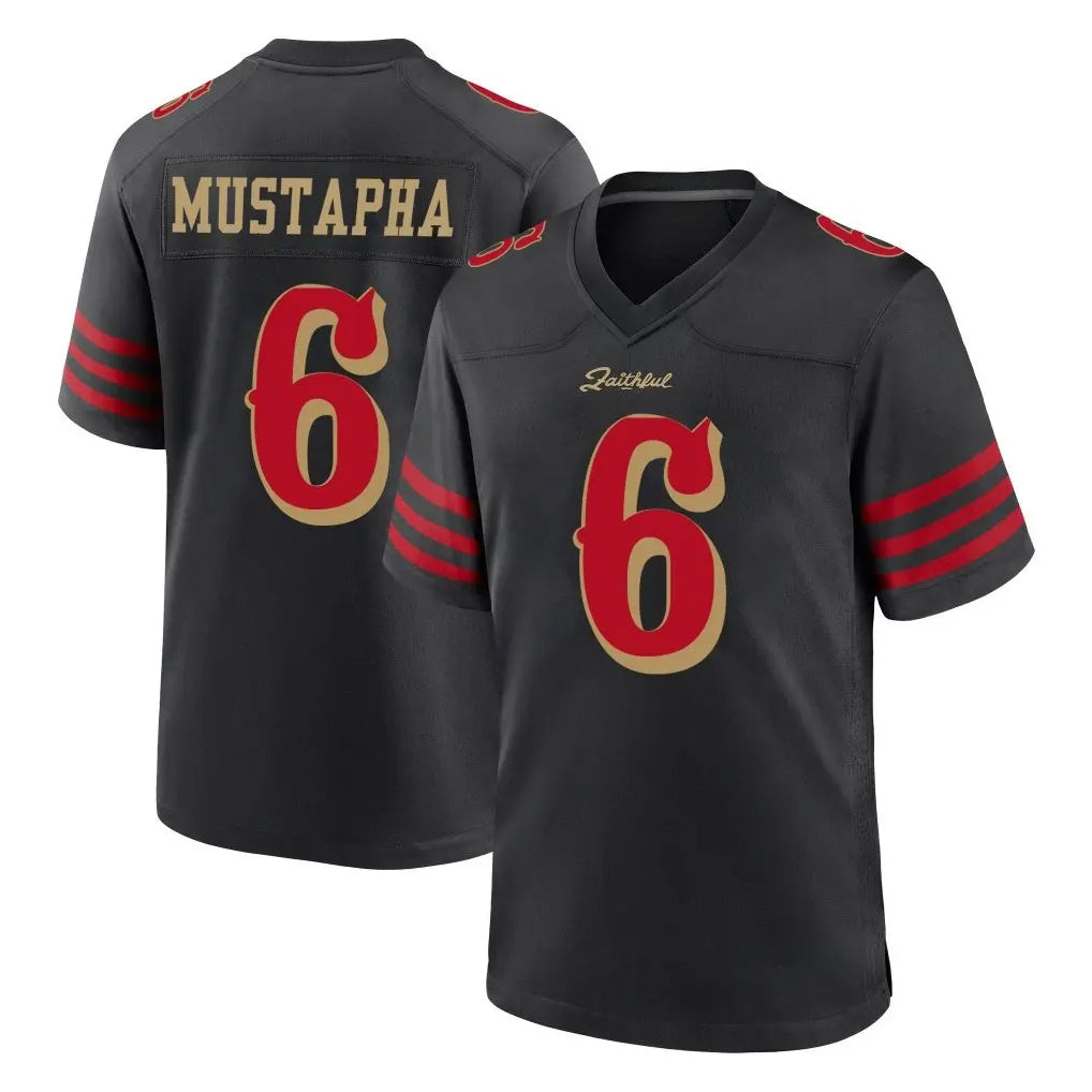 BIPIHUC SF.49ers #6 Malik Mustapha Player Black Rivalries Collection Home Game Stitched Jerseys