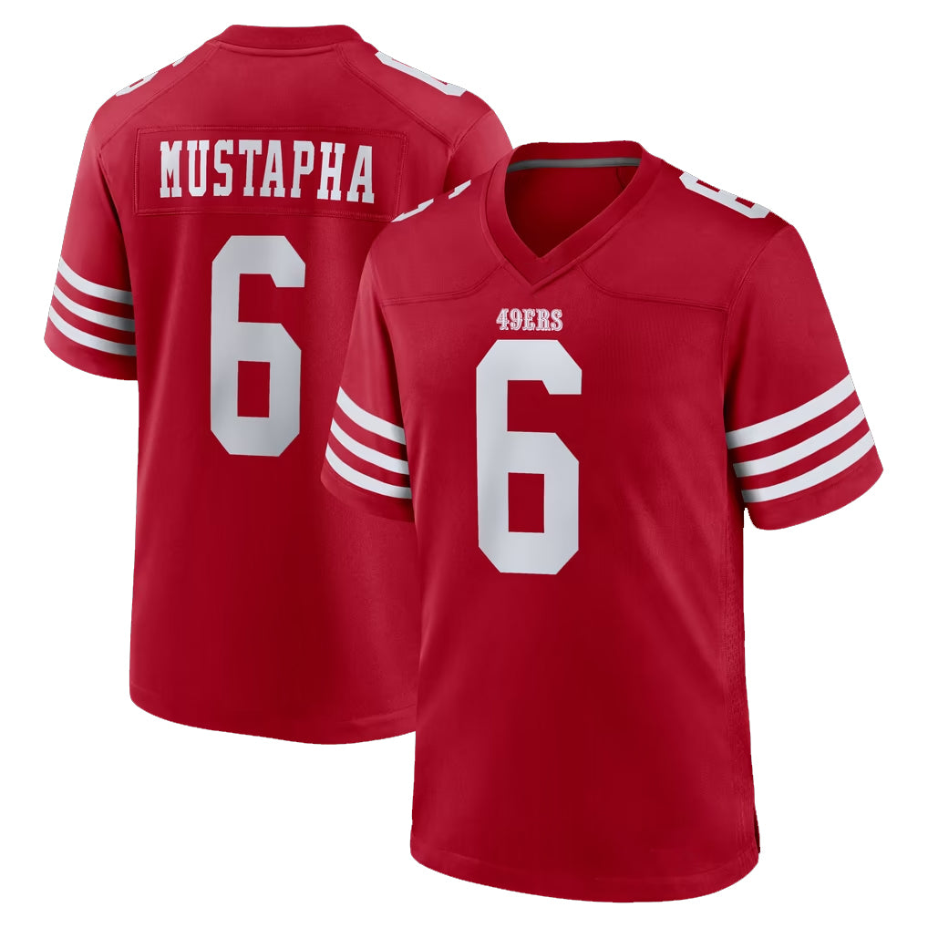 BIPIHUC SF.49ers #6 Malik Mustapha Player Red Game Home Stitched Jerseys