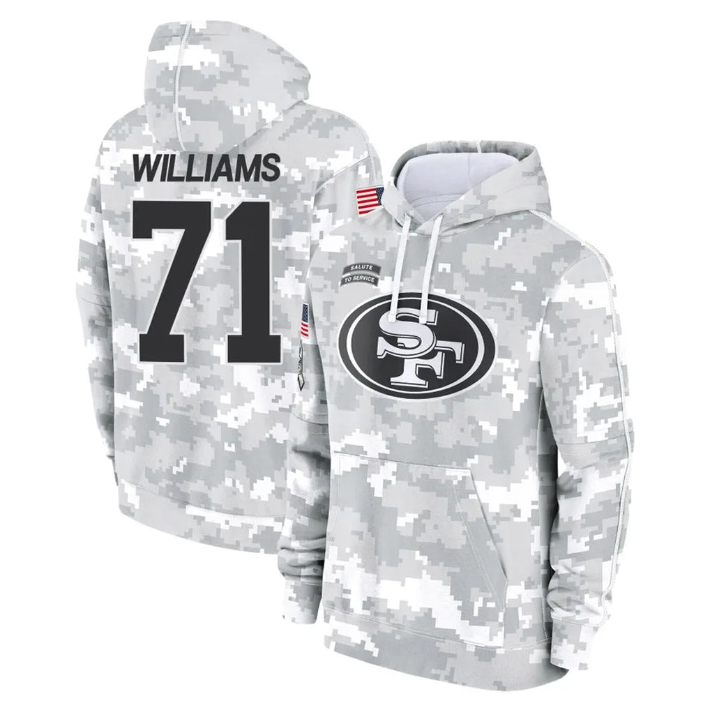 BIPIHUC SF.49ers #71 Trent Williams Player Arctic Camo Limited Salute to Service Pullover Hoodies Game Stitched Jerseys