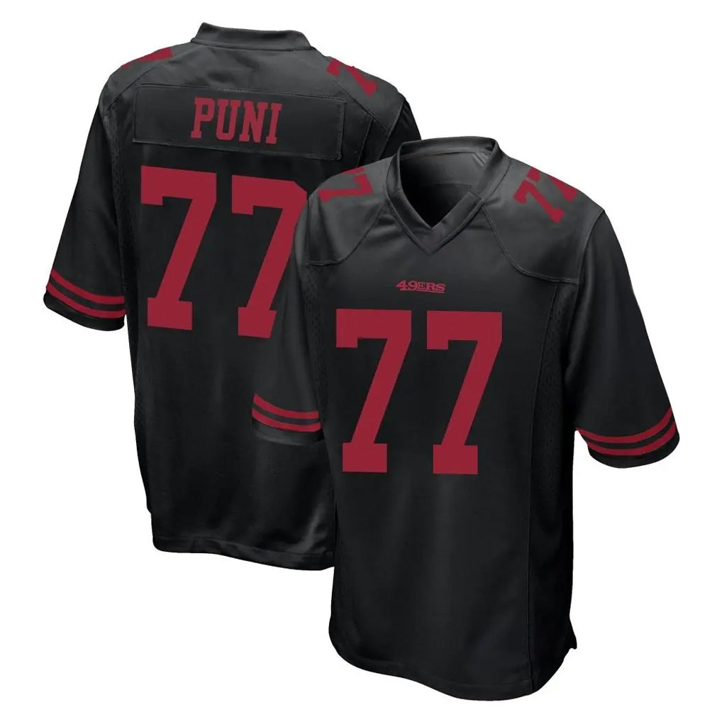 BIPIHUC SF.49ers #77 Dominick Puni Player Black Alternate Home Game Stitched Jerseys