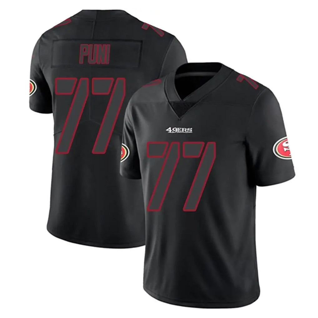 BIPIHUC SF.49ers #77 Dominick Puni Player Black Impact Limited Home Game Stitched Jerseys