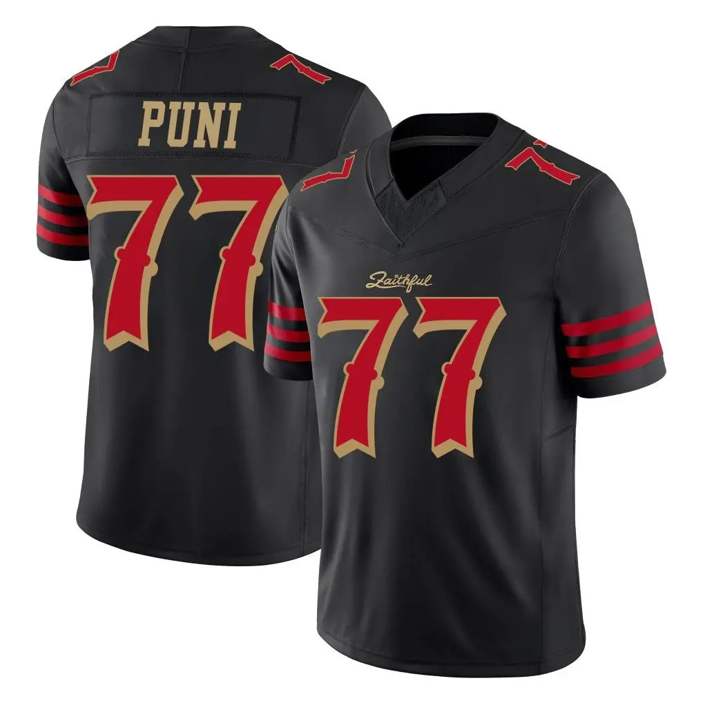 BIPIHUC SF.49ers #77 Dominick Puni Player Black Limited Rivalries Collection Home Game Stitched Jerseys