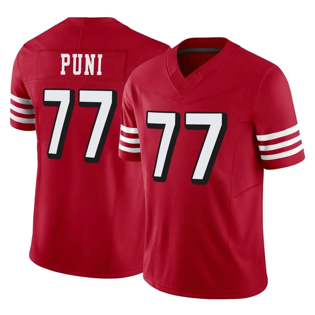 BIPIHUC SF.49ers #77 Dominick Puni Player Red Limited Alternate Vapor F.U.S.E. Home Game Stitched Jerseys