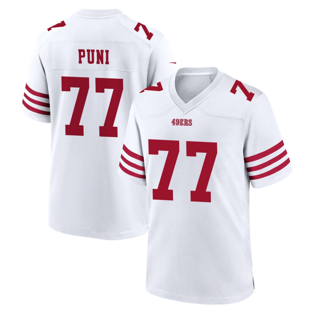 BIPIHUC SF.49ers #77 Dominick Puni Player White Game Home Stitched Jerseys