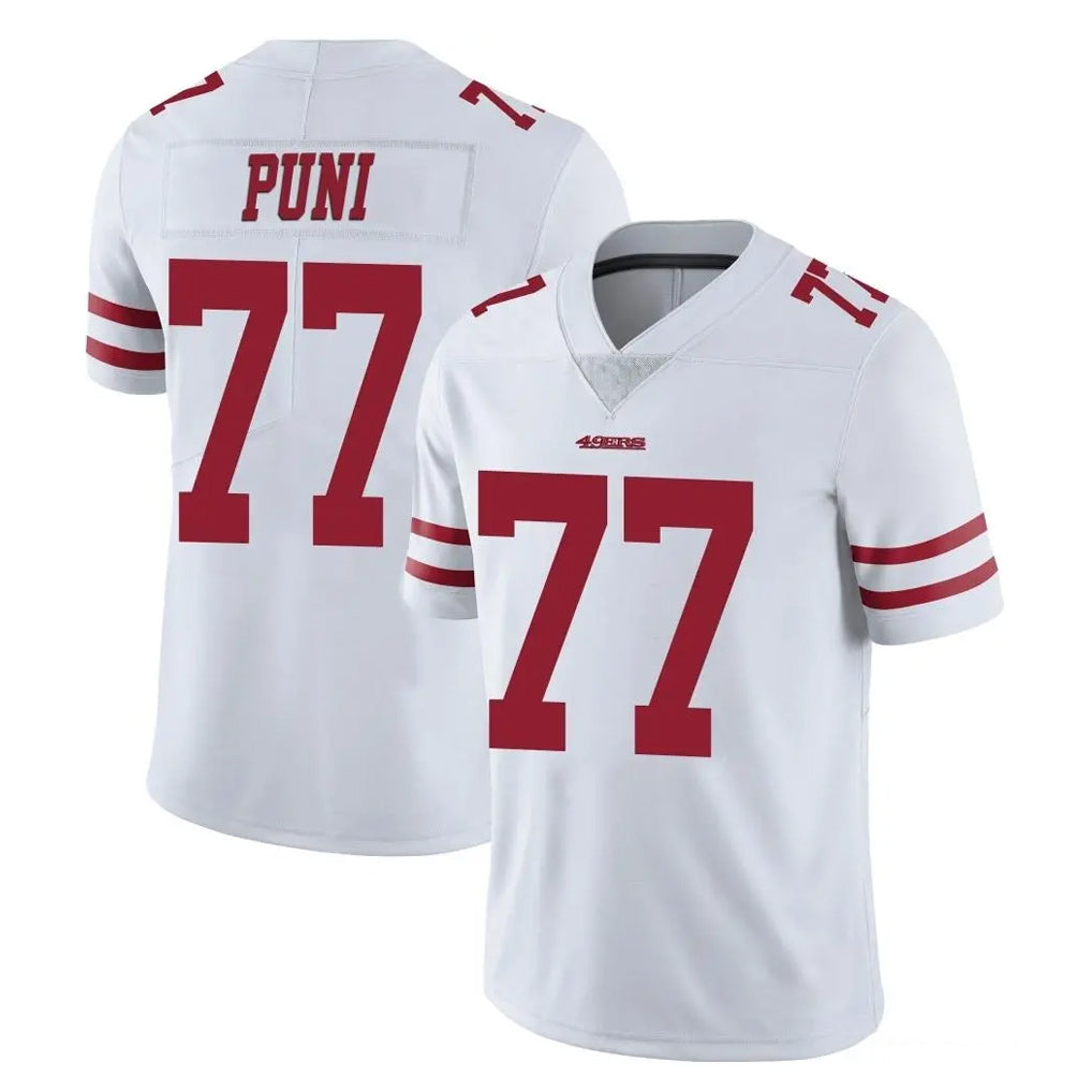 BIPIHUC SF.49ers #77 Dominick Puni Player White Limited Vapor Untouchable Home Game Stitched Jerseys