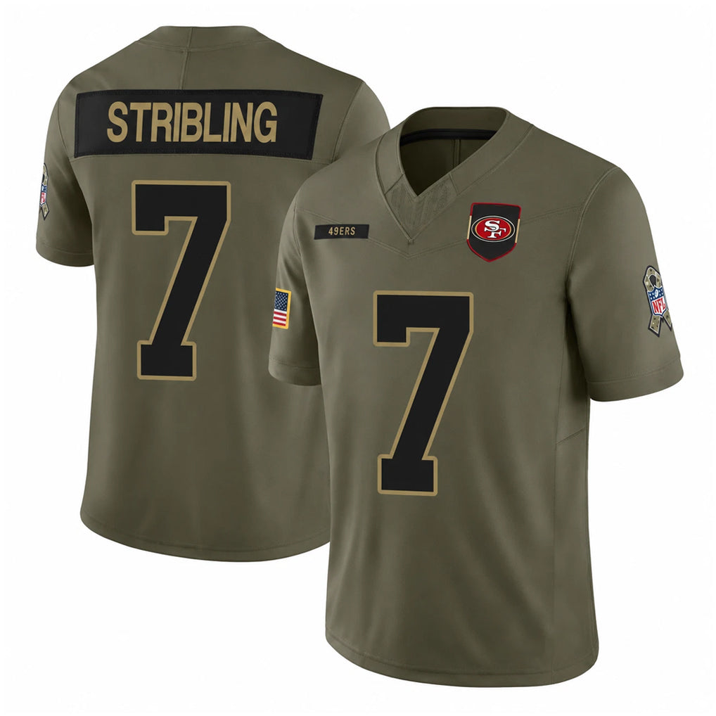BIPIHUC SF.49ers #7 De'Zhaun Stribling Player Olive 2025 Salute To Service Limited Home Game Stitched Jerseys