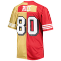BIPIHUC SF.49ers #80 Jerry Rice Mitchell & Ness ScarletGold Big & Tall Split Legacy Retired Player Replica Jersey