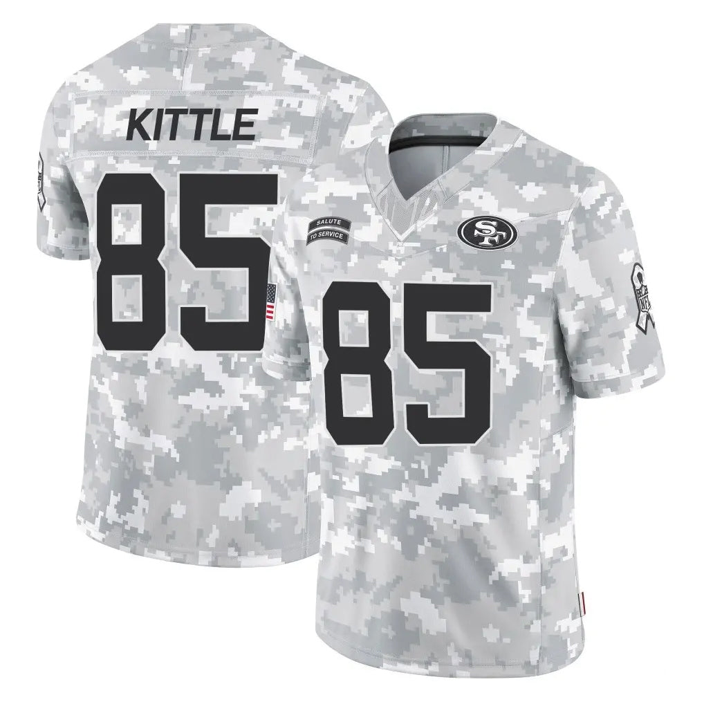 BIPIHUC SF.49ers #85 George Kittle Player Arctic Camo Limited Salute To Service Home Game Stitched Jerseys