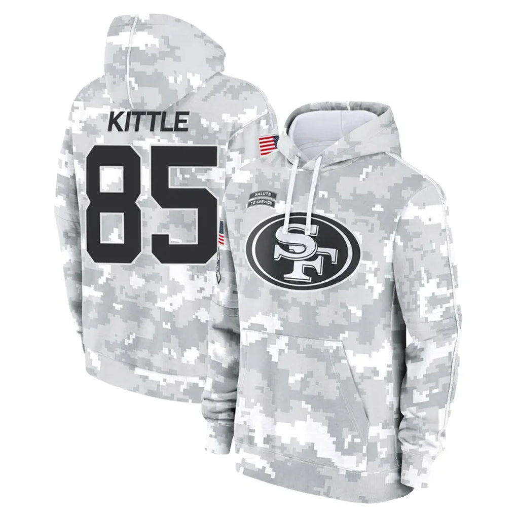 BIPIHUC SF.49ers #85 George Kittle Player Arctic Camo Salute to Service Hoodies Stitched Jerseys