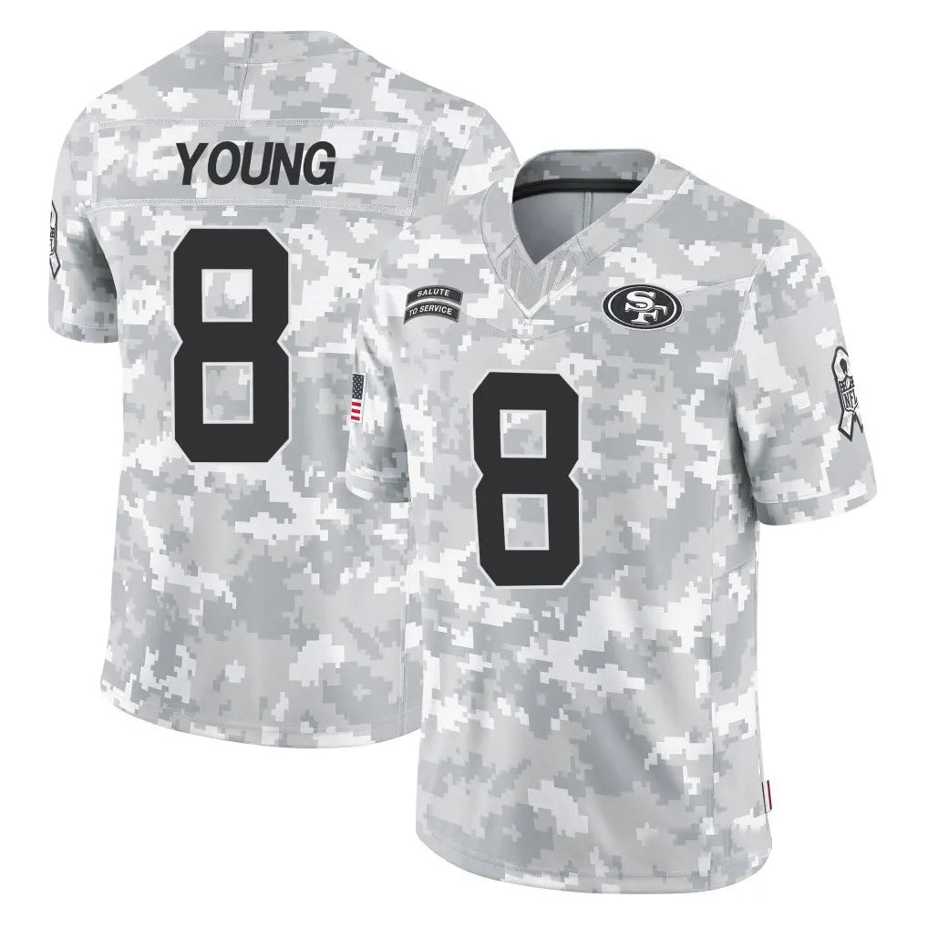 BIPIHUC SF.49ers #8 Steve Young Player Arctic Camo Salute to Service Stitched Jerseys