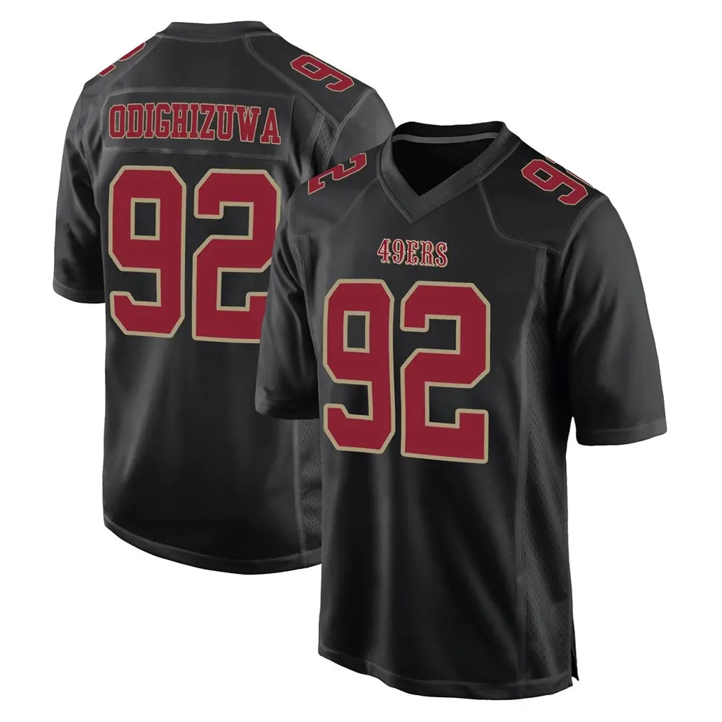 BIPIHUC SF.49ers #92 Osa Odighizuwa Player Black Fashion Home Game Stitched Jerseys