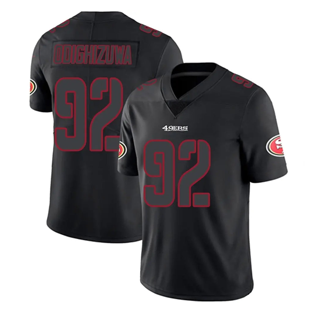 BIPIHUC SF.49ers #92 Osa Odighizuwa Player Black Impact Limited Home Game Stitched Jerseys