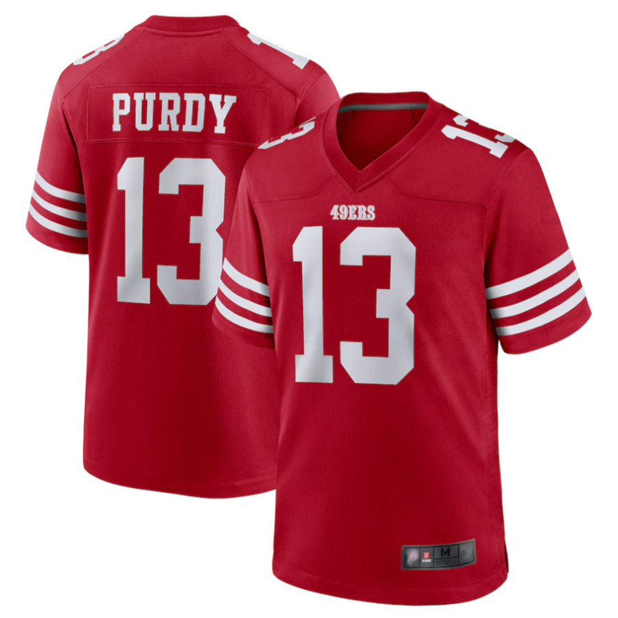 BIPIHUC SFr.49ers #13 Brock Purdy Player Scarlet Replica Game Stitched Jerseys