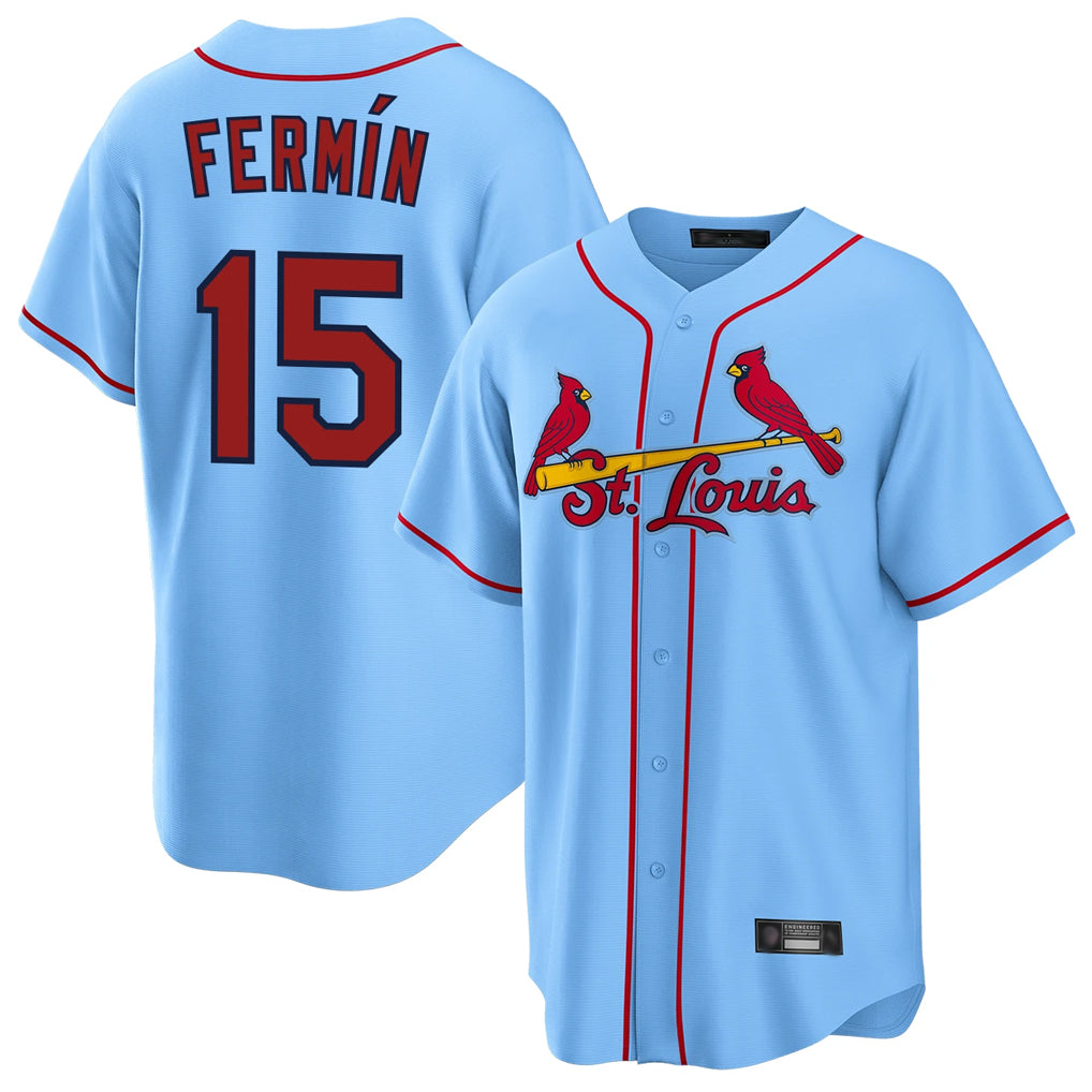 BIPIHUC St. Louis Cardinals #15 Jose Fermin Player Light Blue Home Game Stitched Jerseys