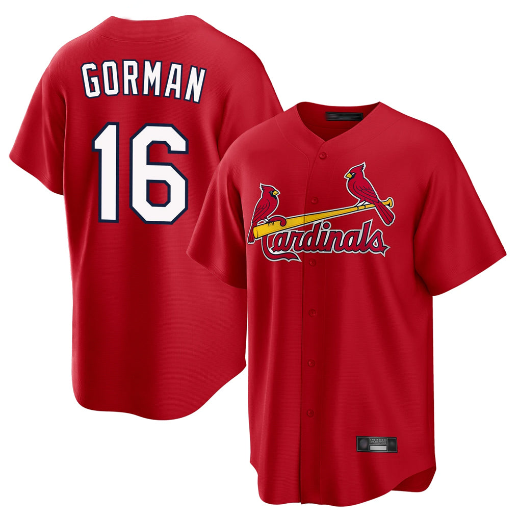 BIPIHUC St. Louis Cardinals #16 Nolan Gorman Player Red Home Game Stitched Jerseys