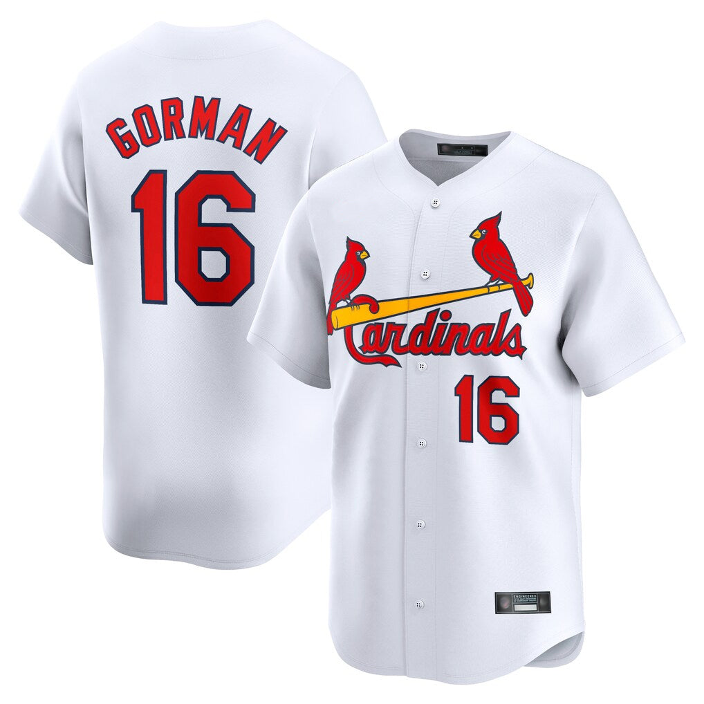 BIPIHUC St. Louis Cardinals #16 Nolan Gorman Player White Home Limited Stitched Jerseys