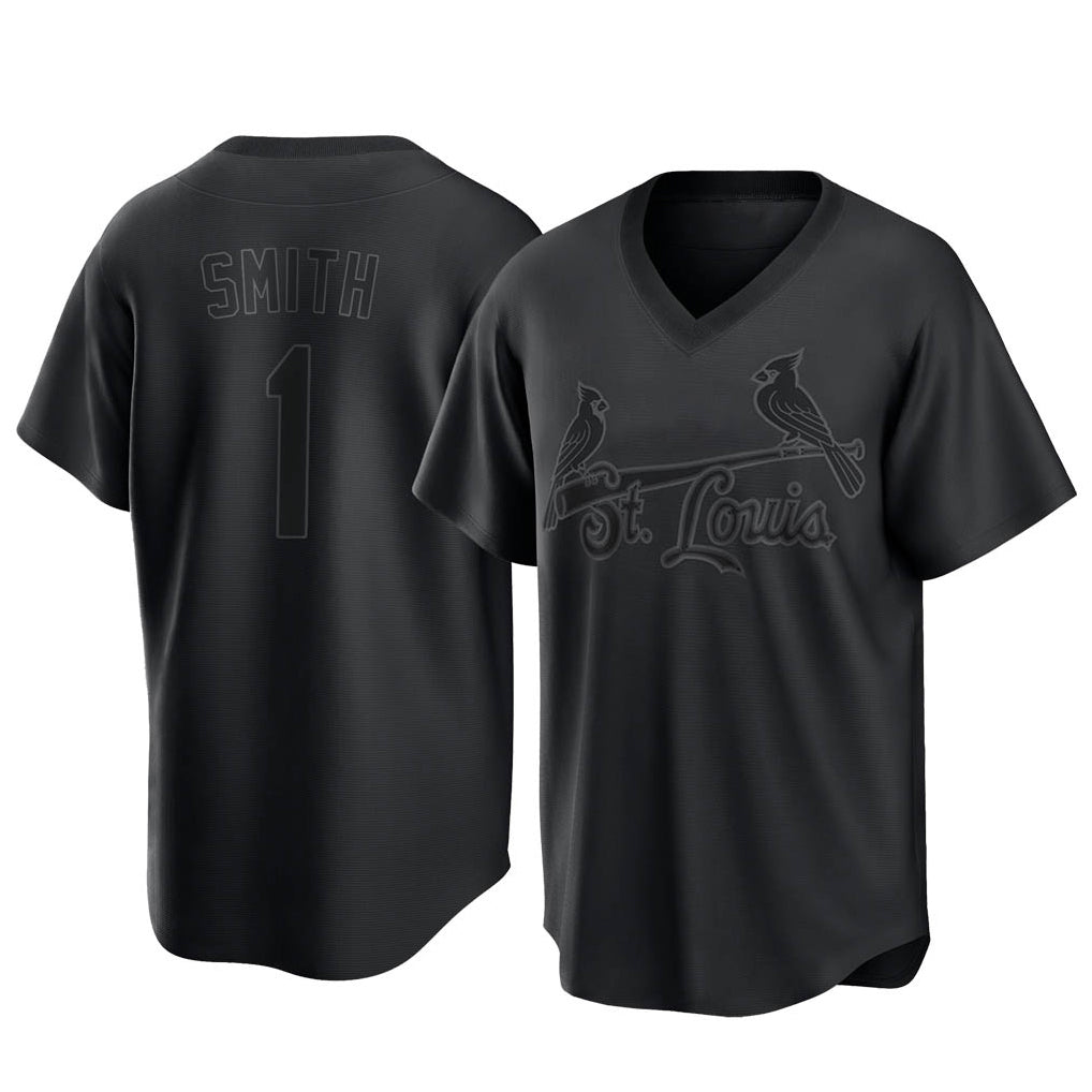 BIPIHUC St. Louis Cardinals #1 Ozzie Smith Player Black City Connect T-shirt Stitched Jerseys